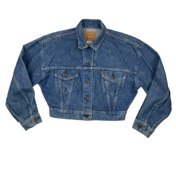 Levis Vintage Denim 674 Trucker Jacket S Blue Cropped Button Front Retro 1987 - Picture 12 of 12